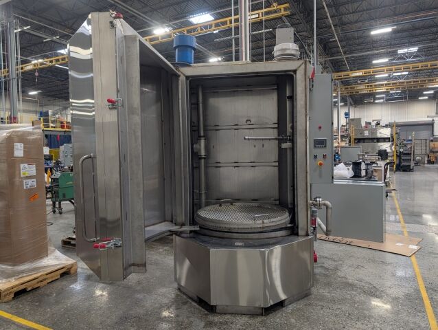 Cabinet Parts Washer designed to clean powder coated mail sorting components.