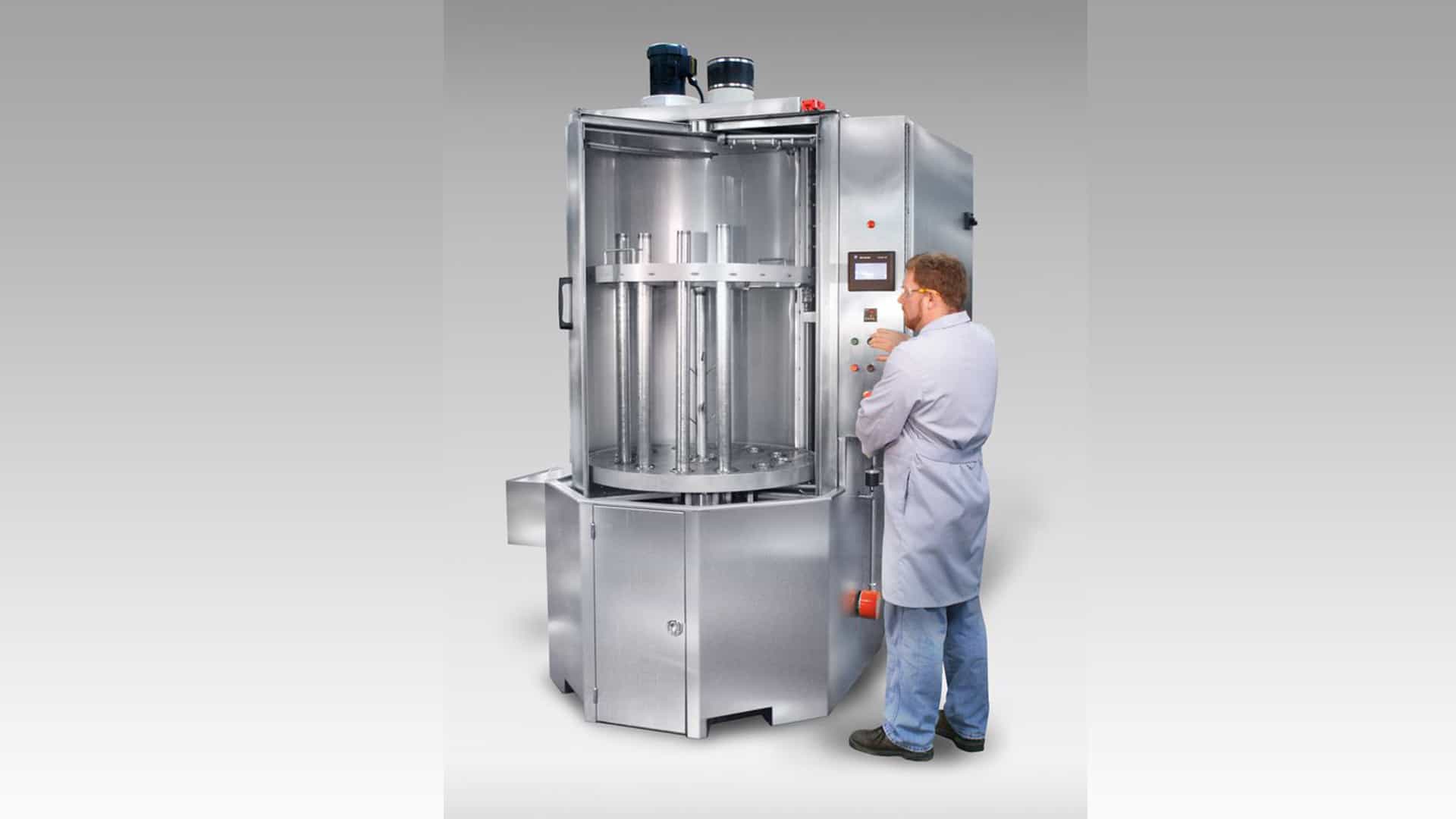 Sanitary turntable washer for cleaning cosmetic tubes