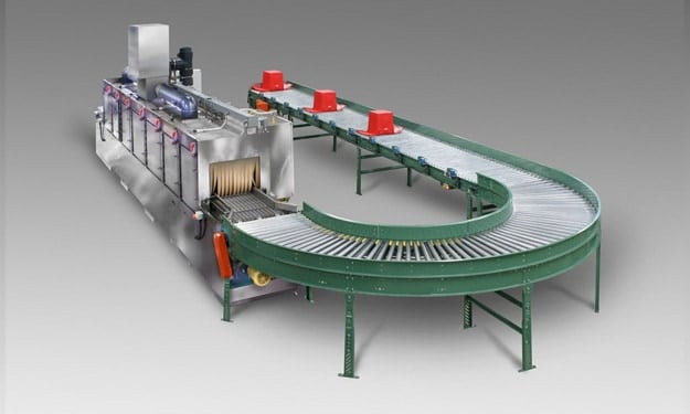 C-24 Conveyor washer with return roller belt for cleaning totes and bins