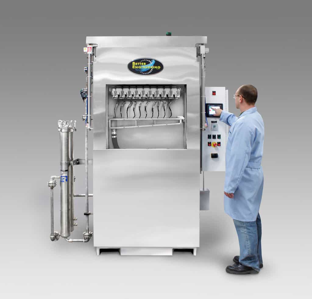 Custom RTO parts washer to flush and clean small tubes