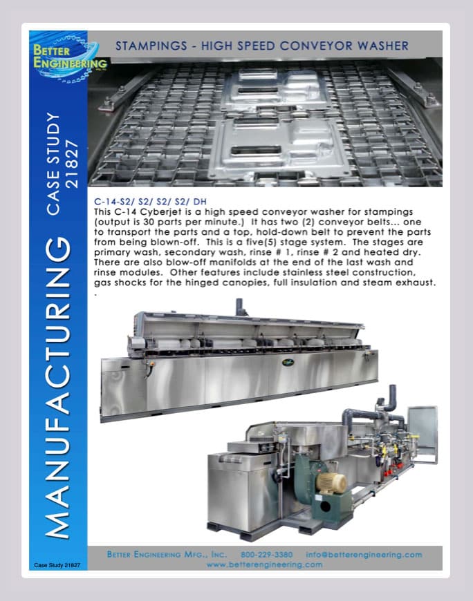 inline cleaning systems for stampings