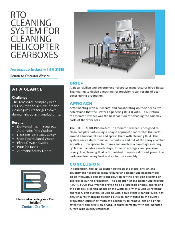 BE case Study 21319 Washing Helicopter Manufactured Parts