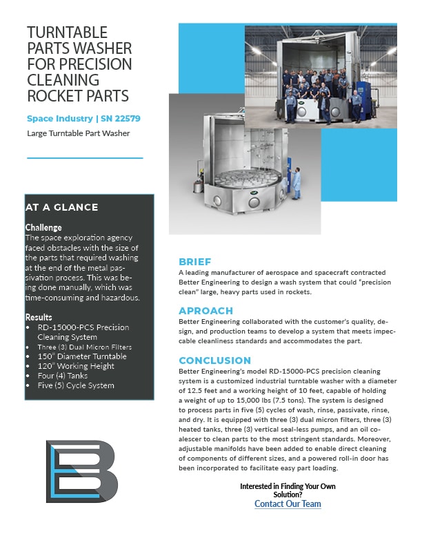 Parts washer to clean engine nozzles for space industry case study 22579