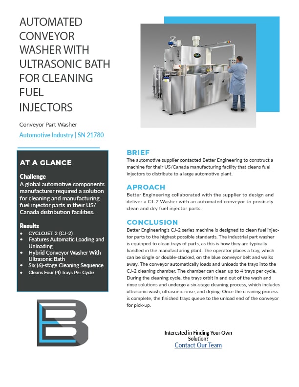 BE Case Study 21780 Washing Fuel Injector Parts Manufacturing