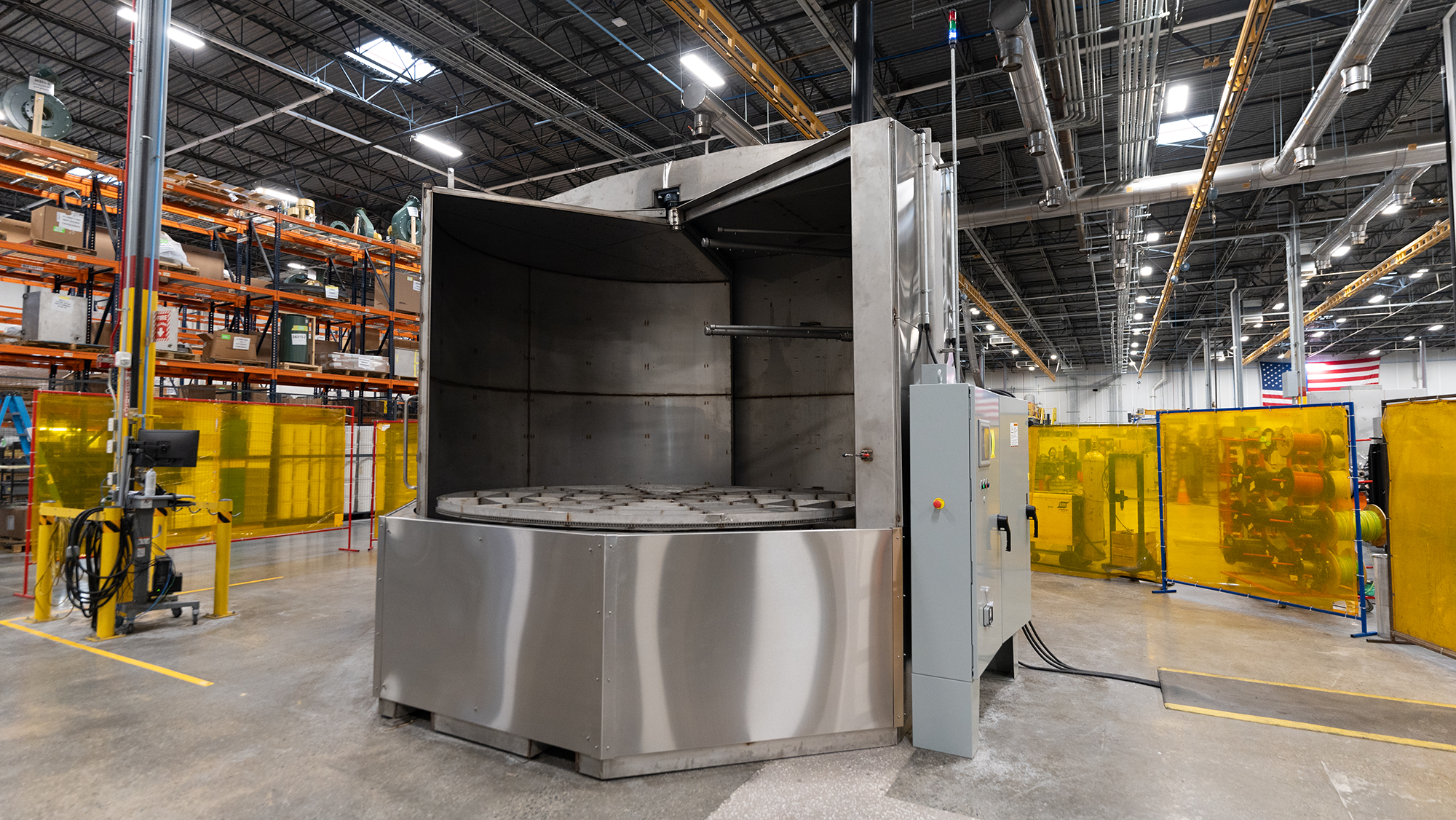 Stainless steel, multi-stage turntable part washer by Better Engineering.