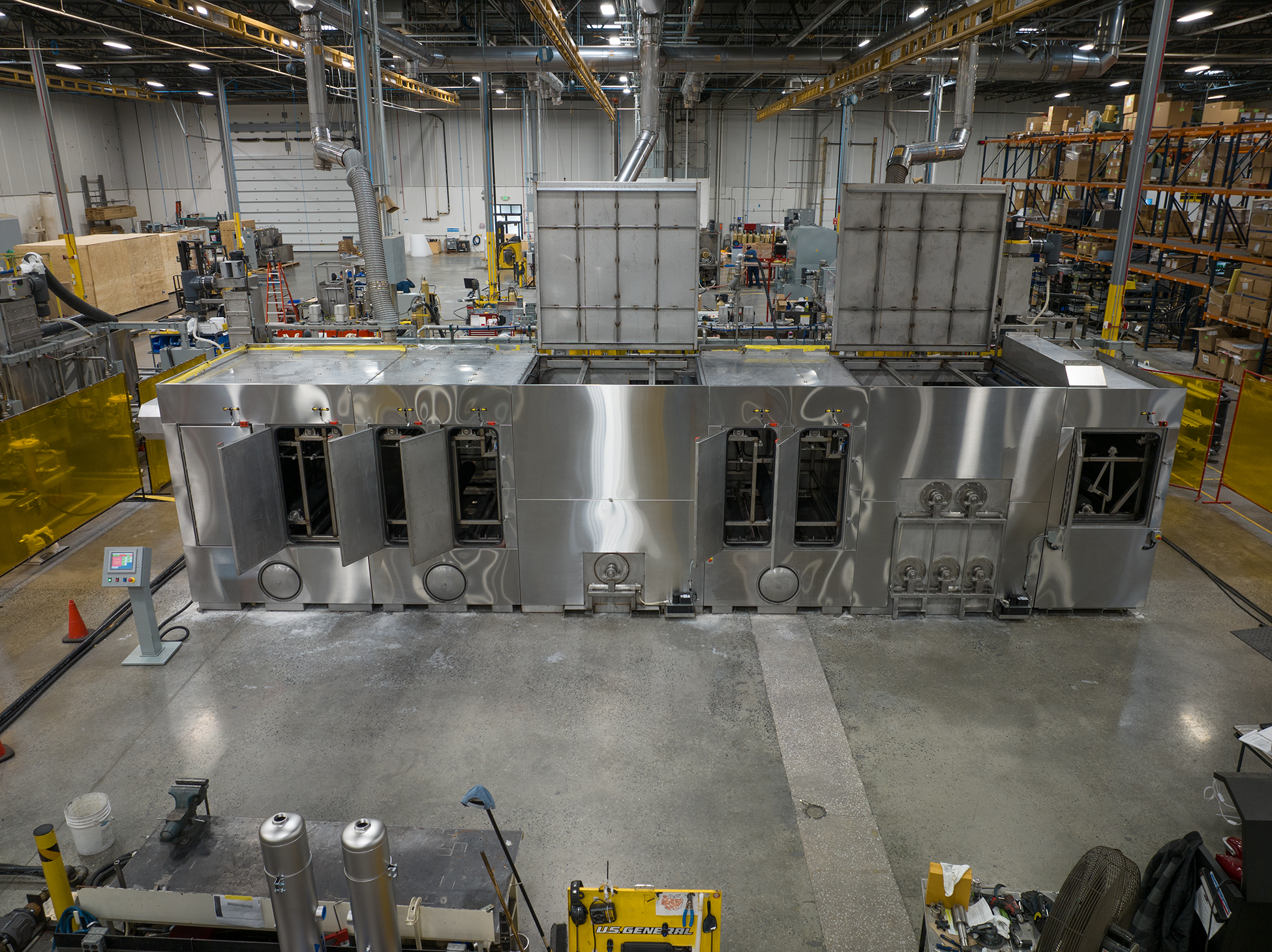 Better Engineering two-part component washer. Designed to both immerse and convey.