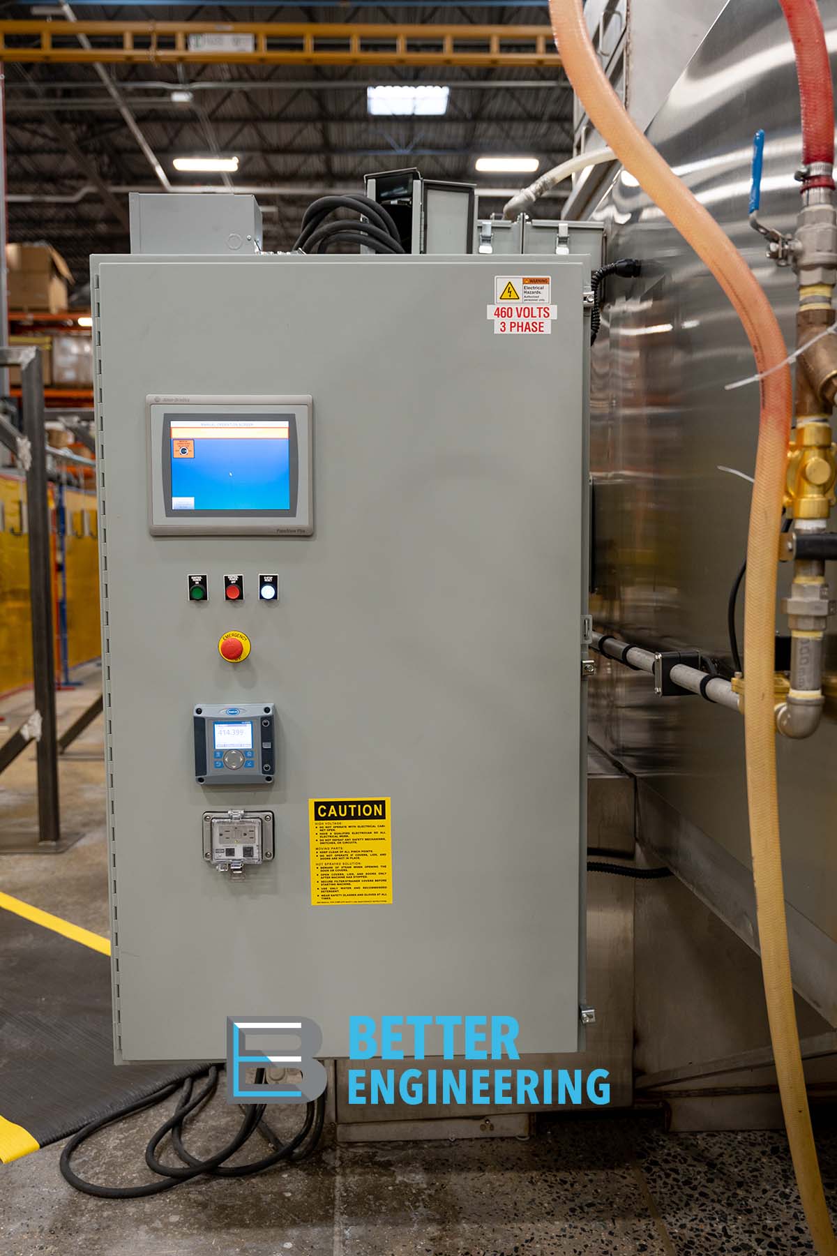 BE PLC screen with an electrical control box.