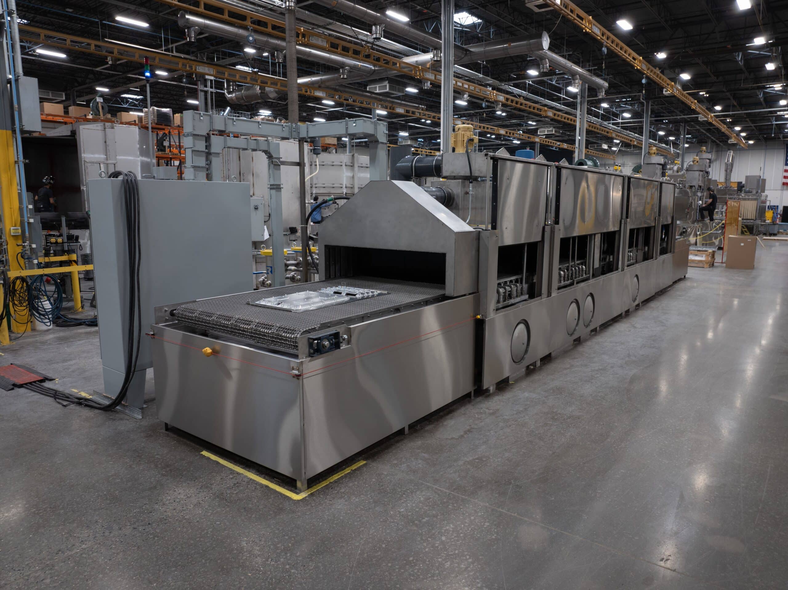 drone view of industrial parts washer for aerospace client.