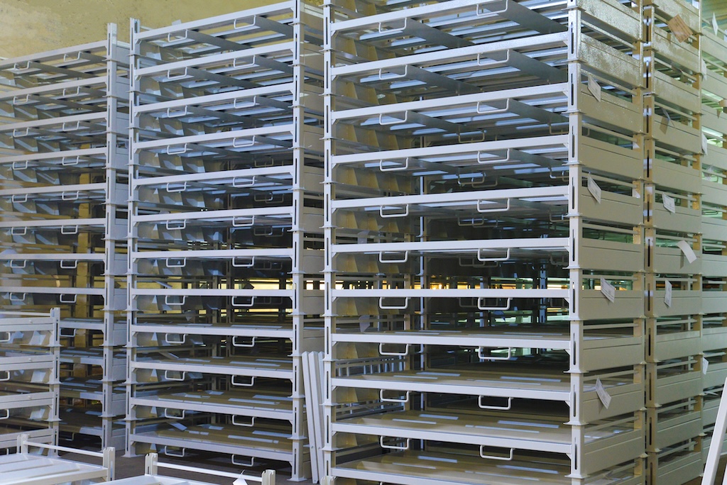 Warehouse shelf products in the metal industry