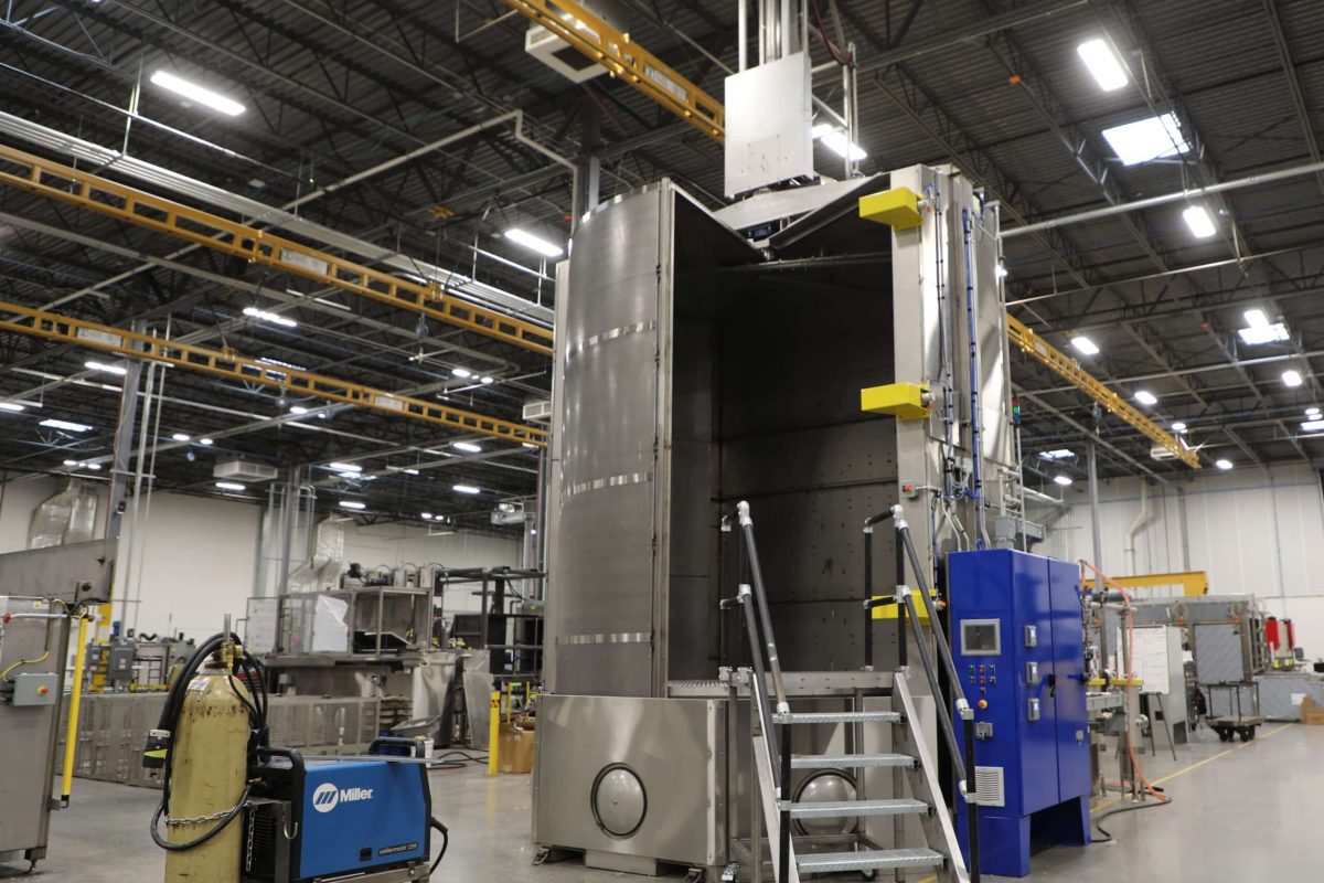 Aerospace parts washer to precision clean parts. Stainless steel construction.