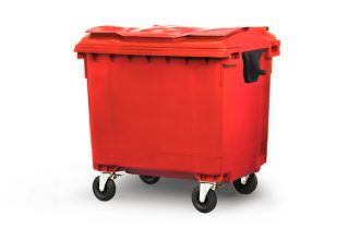 Red Industrial Medical Waste Dumpster Red Industrial Medical Wase Dumpster on Wheels for Efficient Waste Management and Disposal in Commercial and Industrial Settings